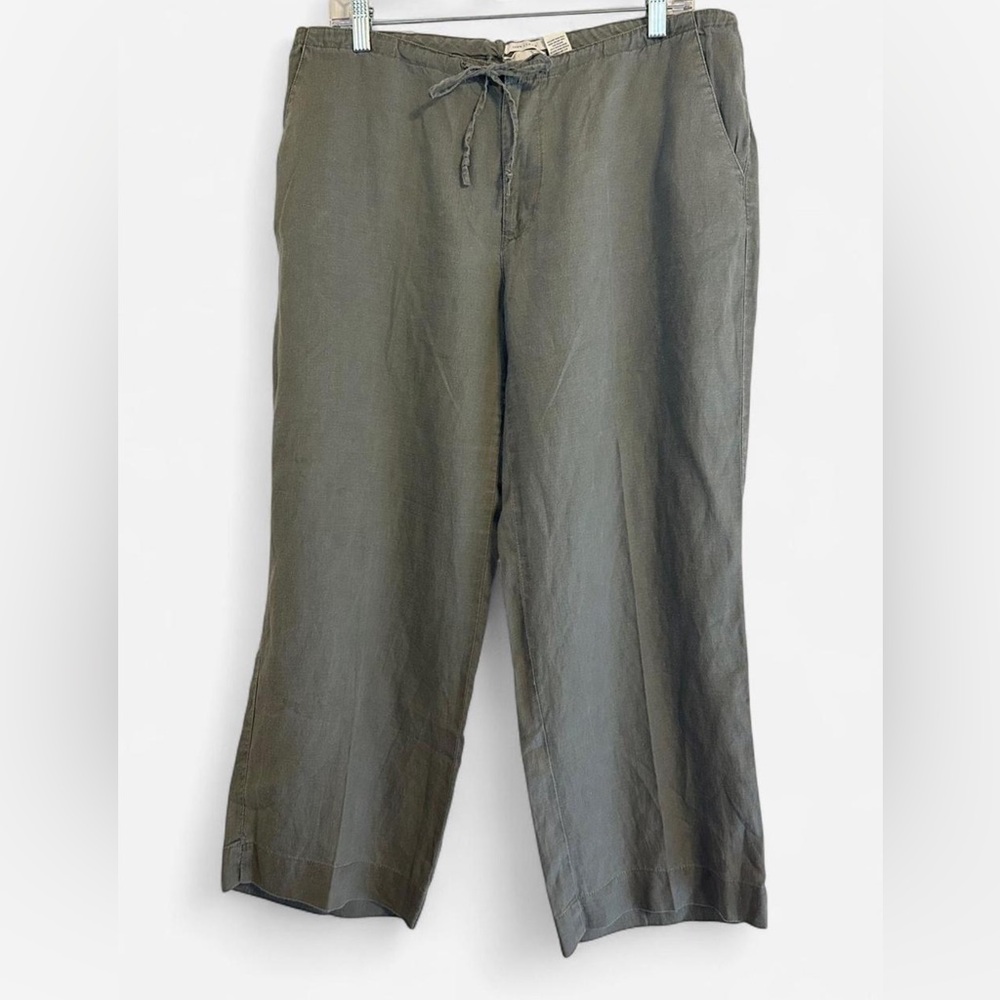 Old Navy 100% Linen Wide Leg Cropped Pants Women’s | Size 12 | Gray Green